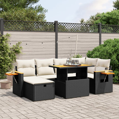 Set Divani da Giardino con Cuscini 7pz Nero Polyrattan - homemem39