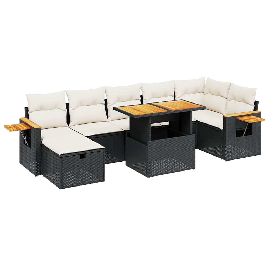 Set Divani da Giardino con Cuscini 8 pz Nero in Polyrattan - homemem39