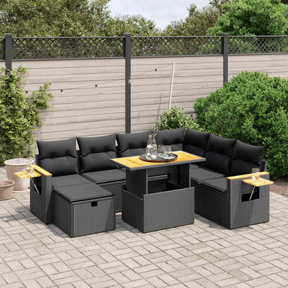 Set Divani da Giardino con Cuscini 8 pz Nero in Polyrattan | homemem39