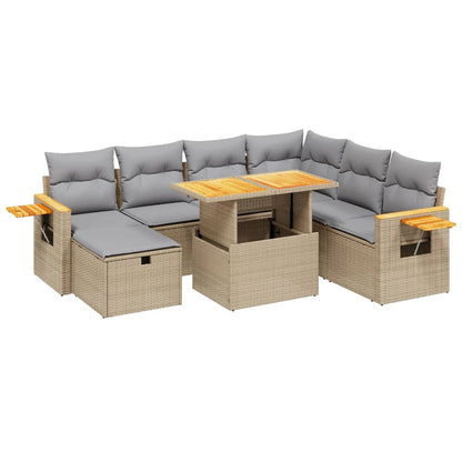 Set Divano da Giardino 8 pz con Cuscini Beige in Polyrattan - homemem39