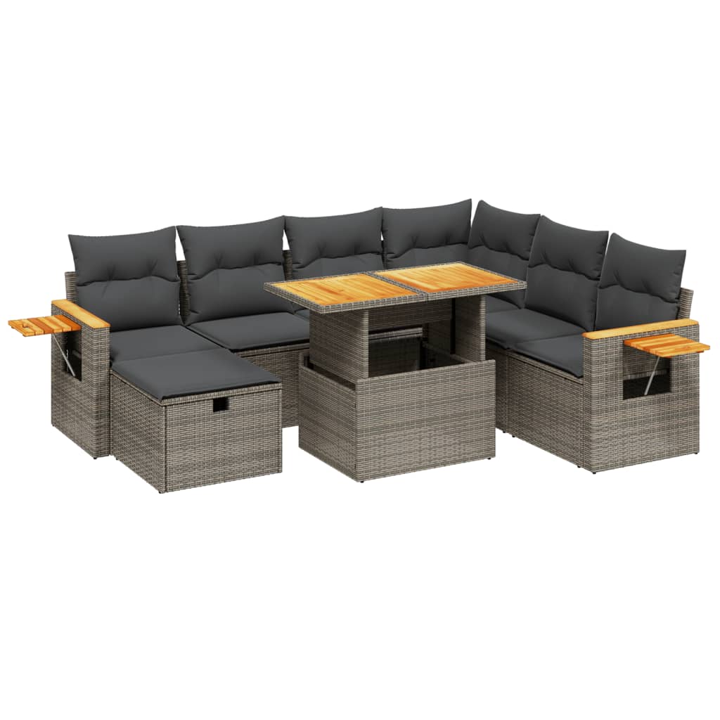 Set Divano da Giardino 8 pz con Cuscini Grigio in Polyrattan | homemem39