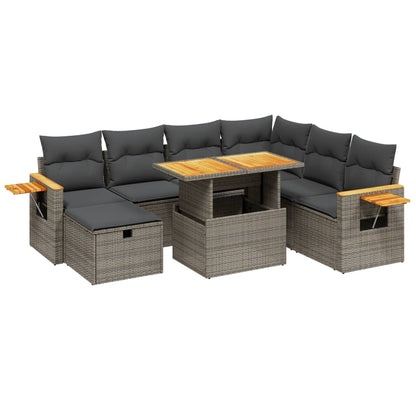Set Divano da Giardino 8 pz con Cuscini Grigio in Polyrattan | homemem39