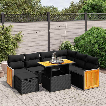 Set Divani da Giardino con Cuscini 8 pz Nero in Polyrattan | homemem39