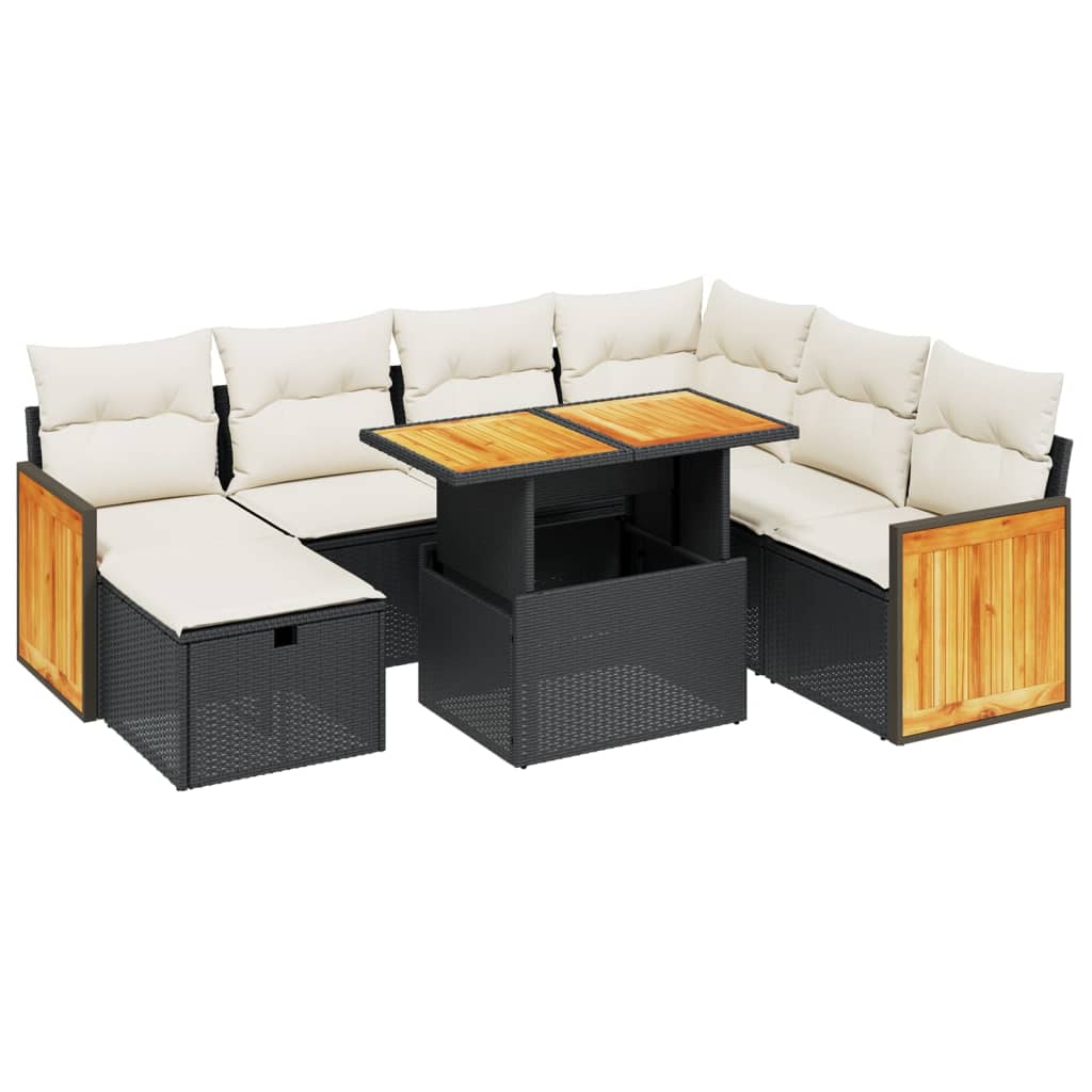 Set Divani da Giardino con Cuscini 8 pz Nero in Polyrattan - homemem39