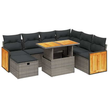 Set Divano da Giardino 8 pz con Cuscini Grigio in Polyrattan | homemem39