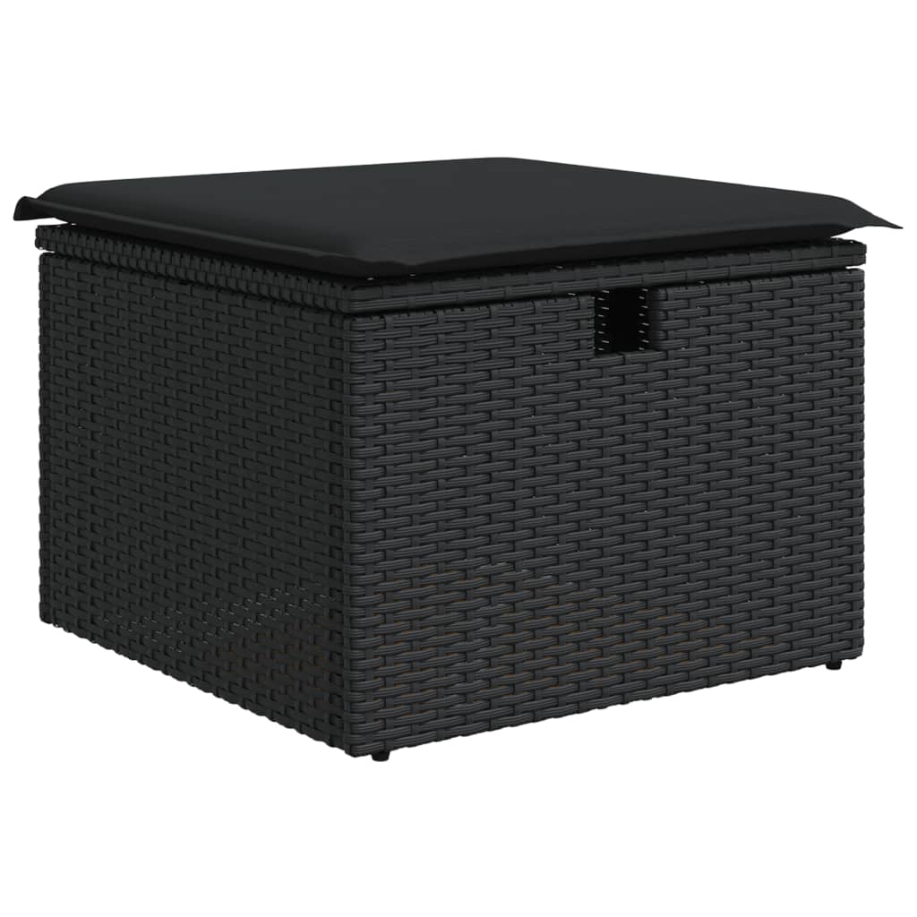 Set Divani da Giardino 11 pz con Cuscini in Polyrattan Nero | homemem39