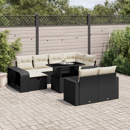 Set Divani da Giardino 11 pz con Cuscini in Polyrattan Nero - homemem39