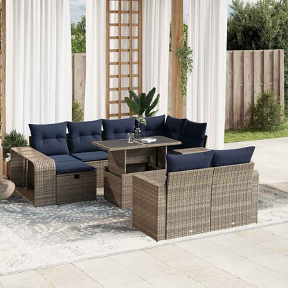 Set Divani da Giardino 11 pz con Cuscini Grigio in Polyrattan | homemem39