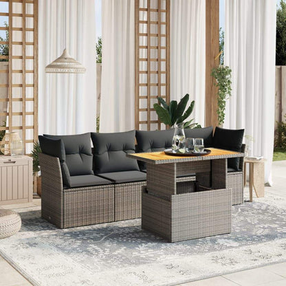 Set Divano da Giardino 5 pz con Cuscini Grigio in Polyrattan - homemem39
