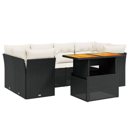 Set Divani da Giardino con Cuscini 7pz Nero Polyrattan - homemem39