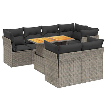 Set Divano da Giardino 8 pz con Cuscini Grigio in Polyrattan - homemem39