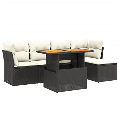 Set Divano da Giardino 6 pz con Cuscini Nero in Polyrattan - homemem39
