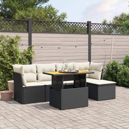 Set Divano da Giardino 6 pz con Cuscini Nero in Polyrattan - homemem39