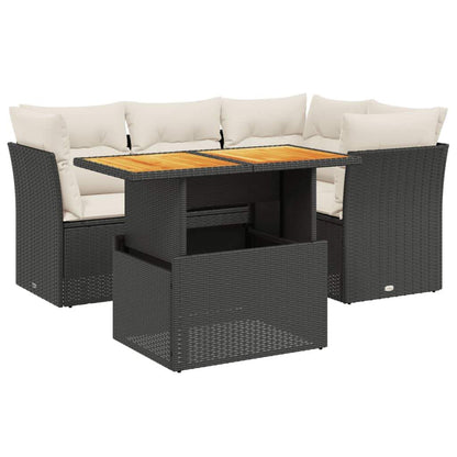 Set Divani da Giardino 5 pz con Cuscini in Polyrattan Nero - homemem39