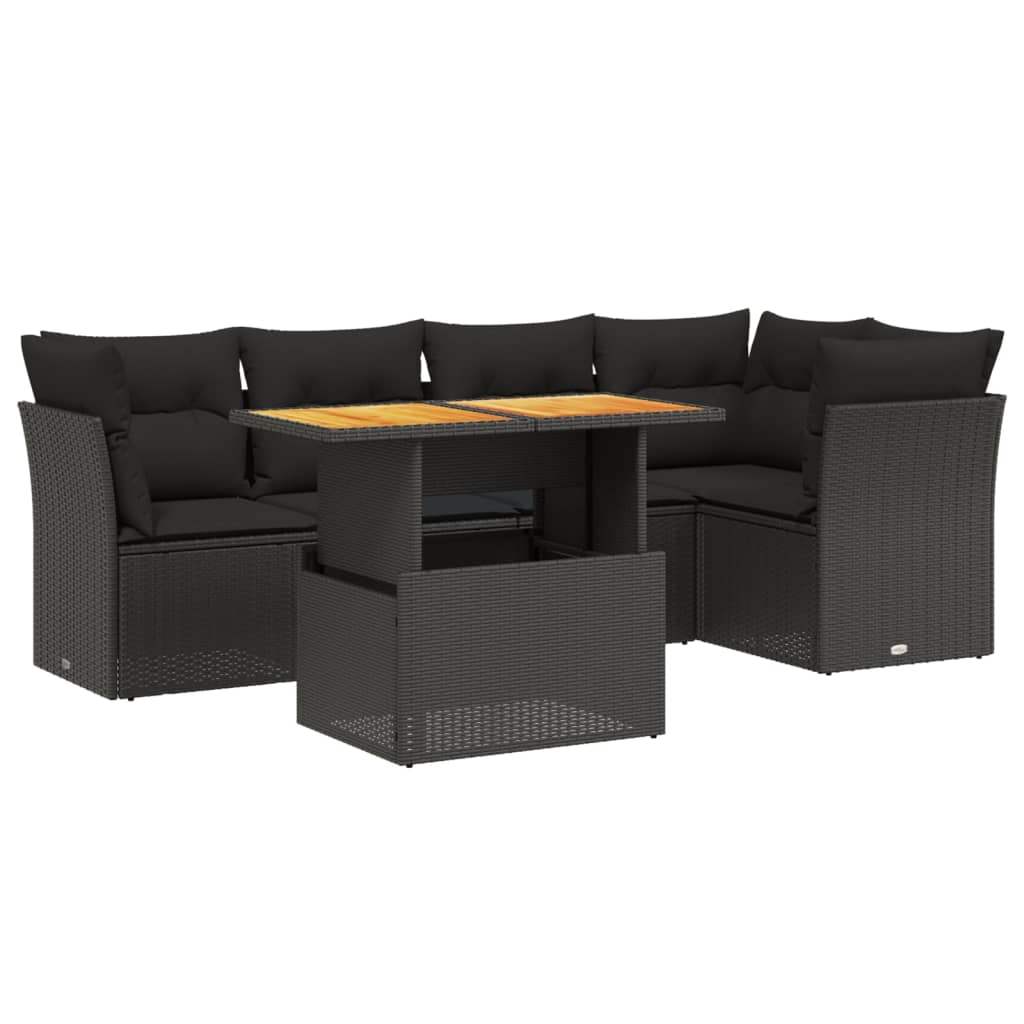 Set Divani da Giardino 5 pz con Cuscini in Polyrattan Nero - homemem39