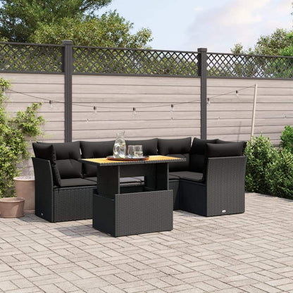 Set Divani da Giardino 5 pz con Cuscini in Polyrattan Nero - homemem39