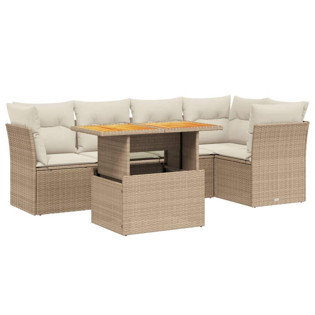 Set Divano da Giardino 5 pz con Cuscini Beige in Polyrattan - homemem39