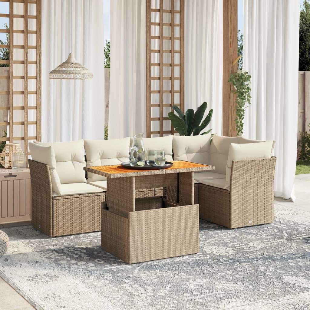 Set Divano da Giardino 5 pz con Cuscini Beige in Polyrattan - homemem39