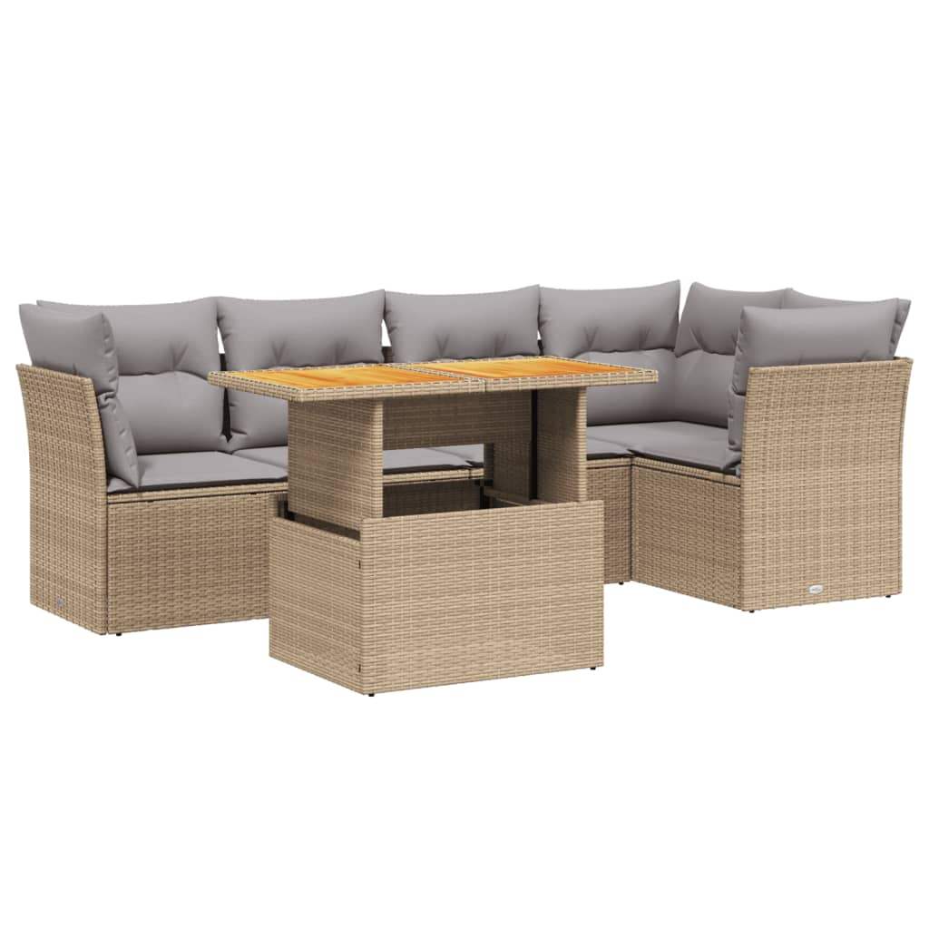 Set Divano da Giardino 5 pz con Cuscini Beige in Polyrattan - homemem39