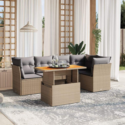 Set Divano da Giardino 5 pz con Cuscini Beige in Polyrattan - homemem39
