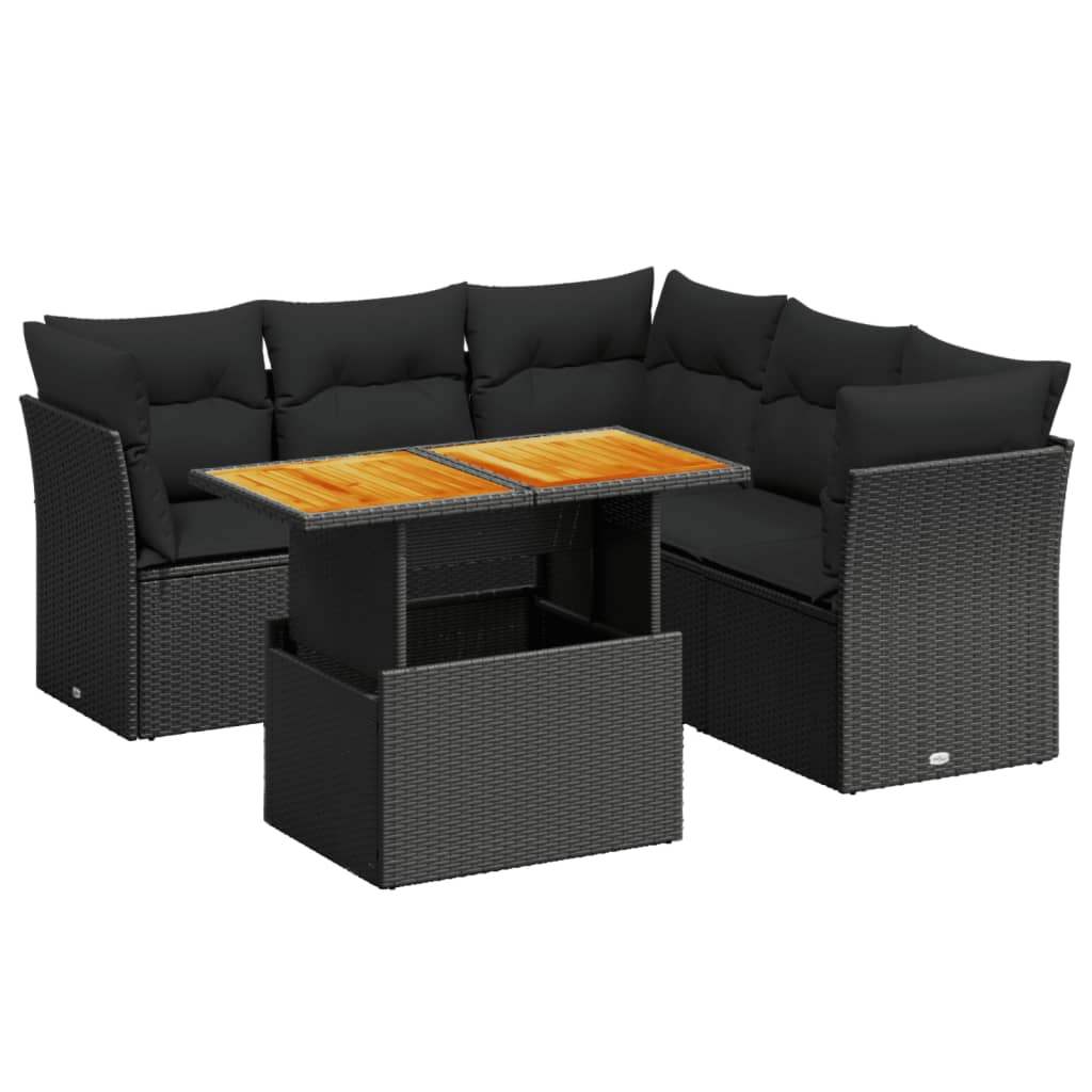 Set Divani da Giardino 5 pz con Cuscini in Polyrattan Nero - homemem39