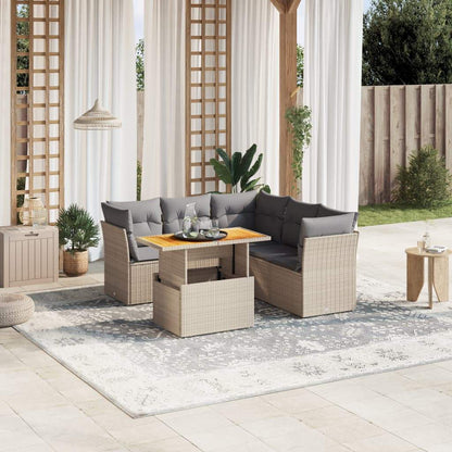 Set Divano da Giardino 5 pz con Cuscini Beige in Polyrattan - homemem39