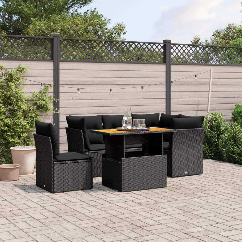 Set Divani da Giardino 5 pz con Cuscini in Polyrattan Nero - homemem39