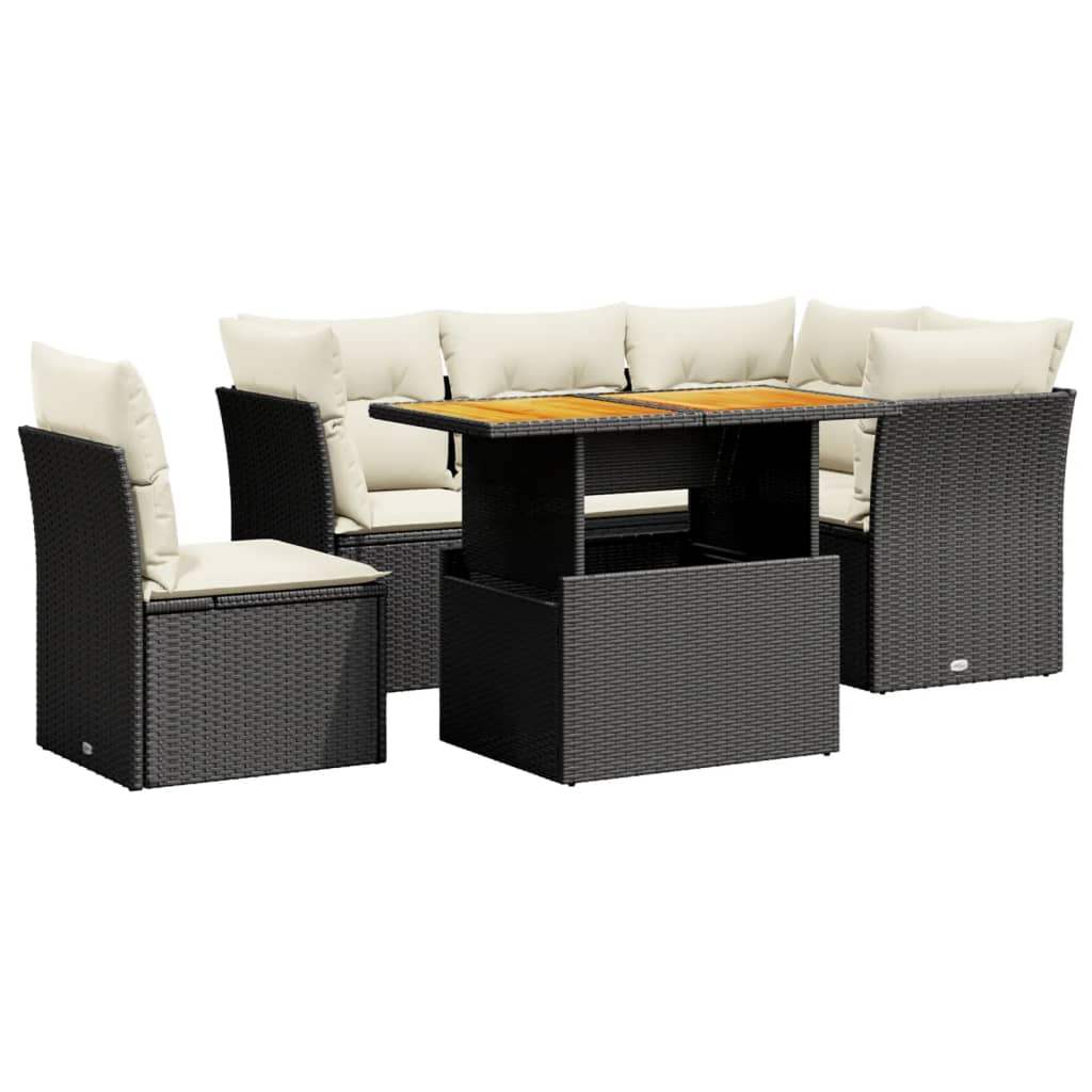 Set Divani da Giardino 5 pz con Cuscini in Polyrattan Nero - homemem39