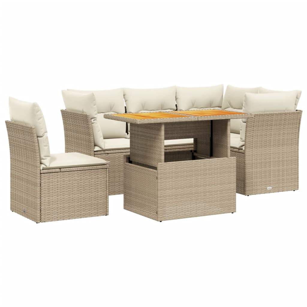 Set Divano da Giardino 5 pz con Cuscini Beige in Polyrattan - homemem39