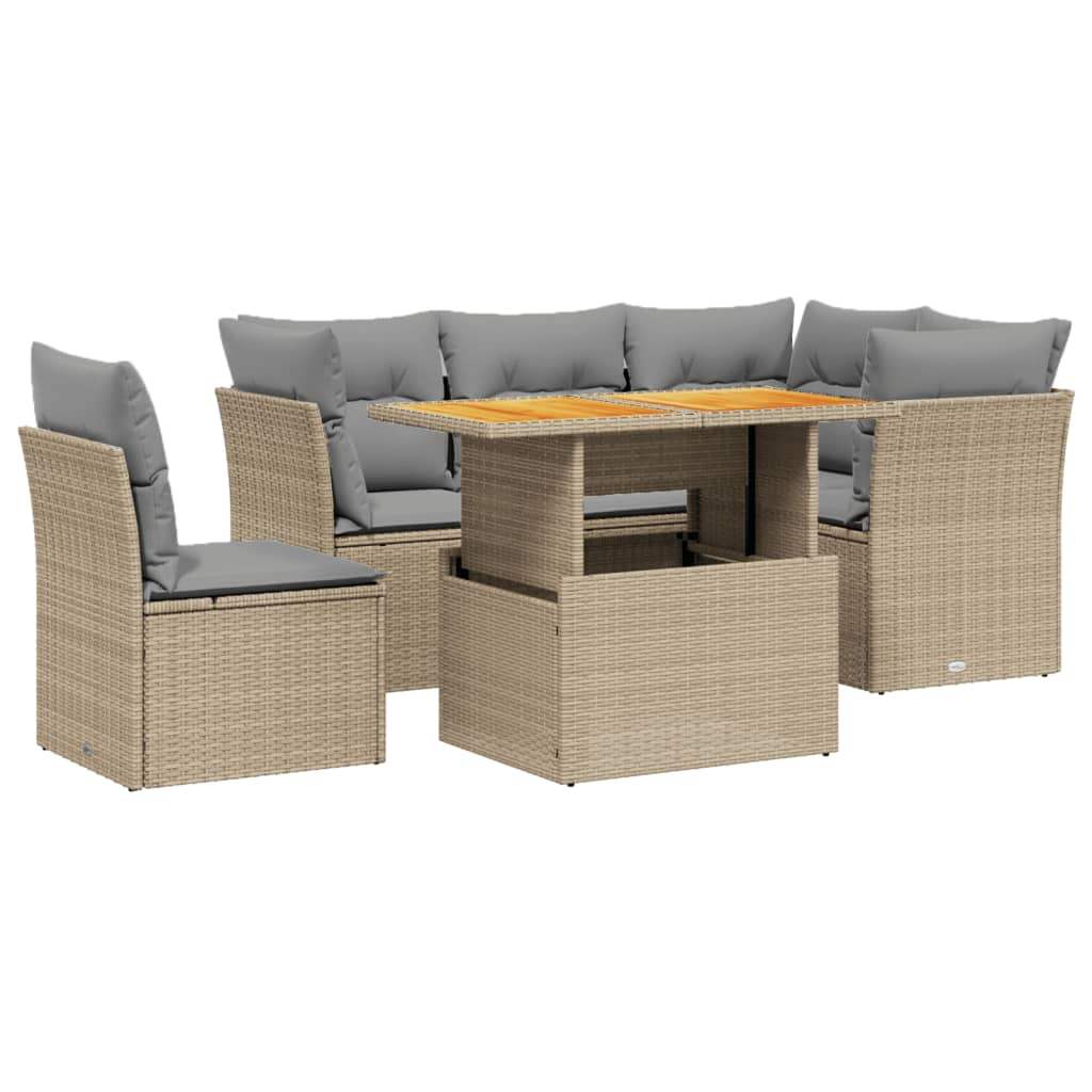 Set Divano da Giardino 5 pz con Cuscini Beige in Polyrattan - homemem39