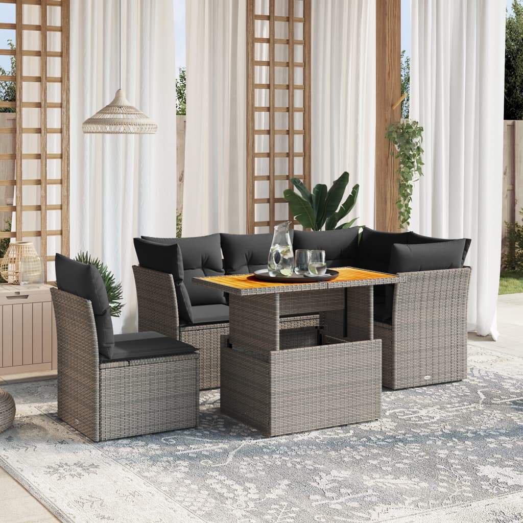 Set Divano da Giardino 5 pz con Cuscini Grigio in Polyrattan - homemem39