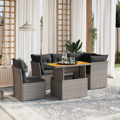 Set Divano da Giardino 5 pz con Cuscini Grigio in Polyrattan - homemem39