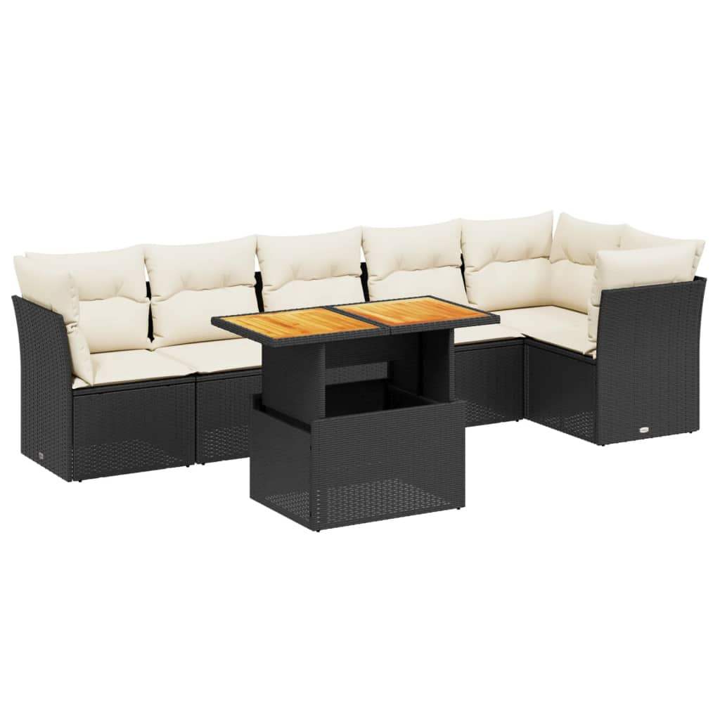 Set Divani da Giardino con Cuscini 7pz Nero Polyrattan - homemem39