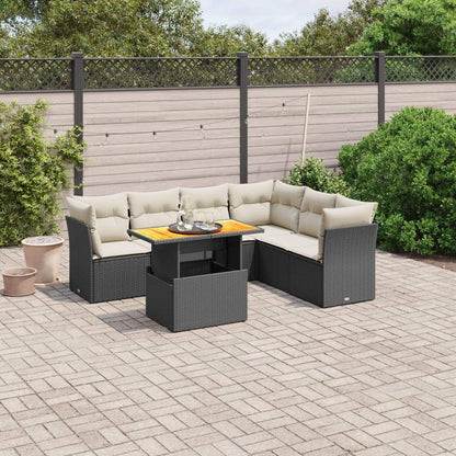 Set Divani da Giardino con Cuscini 7pz Nero Polyrattan - homemem39