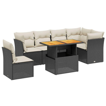 Set Divani da Giardino con Cuscini 7pz Nero Polyrattan - homemem39