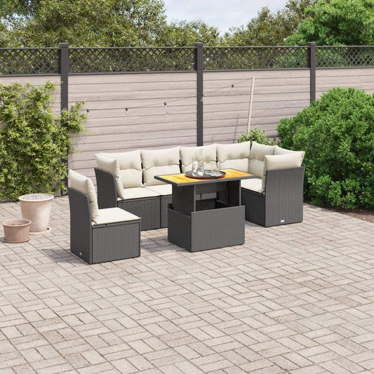 Set Divani da Giardino con Cuscini 7pz Nero Polyrattan - homemem39