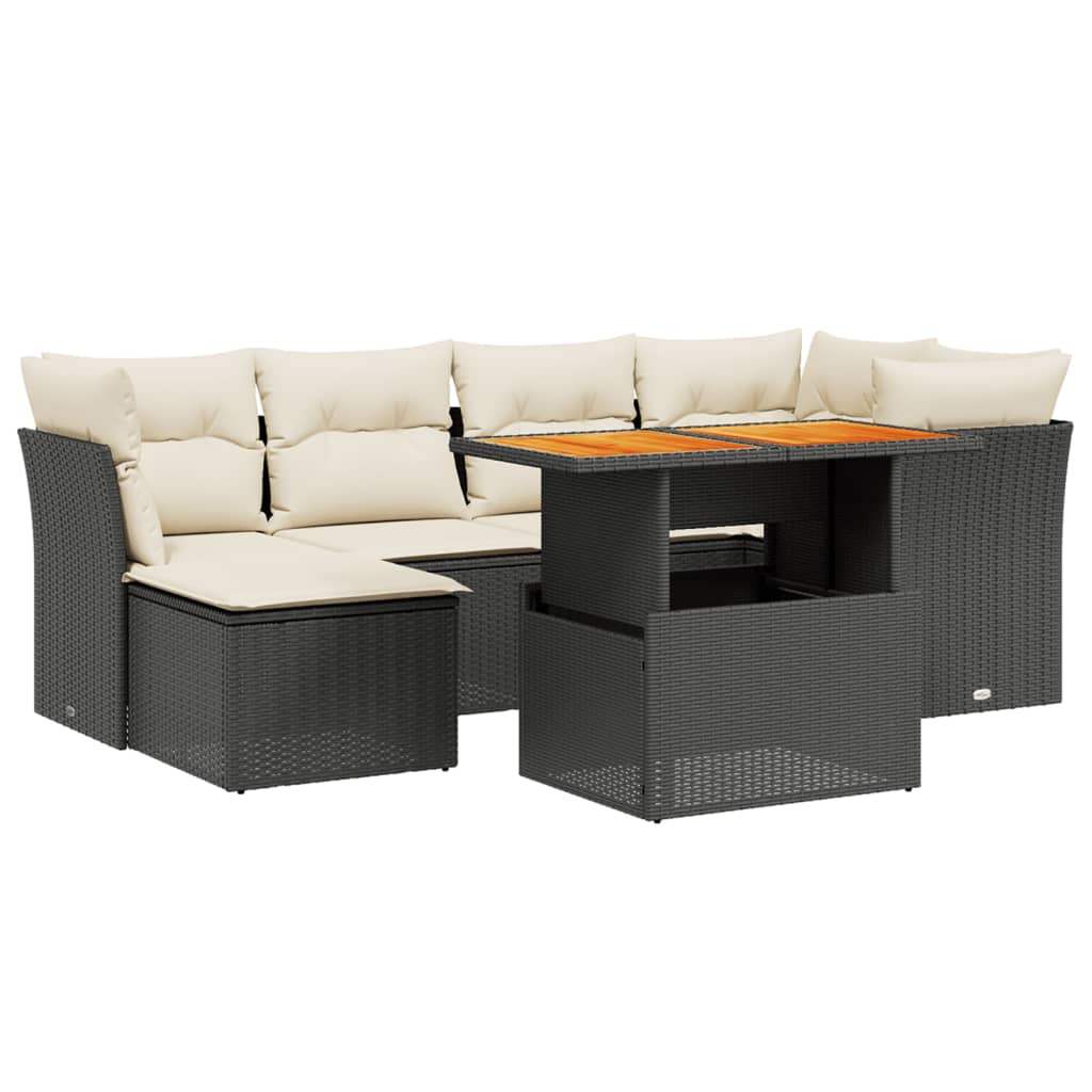 Set Divani da Giardino con Cuscini 7pz Nero Polyrattan - homemem39