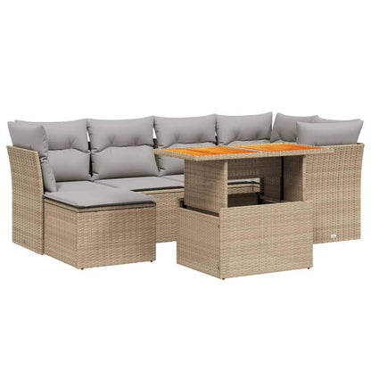 Set Divani da Giardino 7 pz con Cuscini Beige in Polyrattan - homemem39