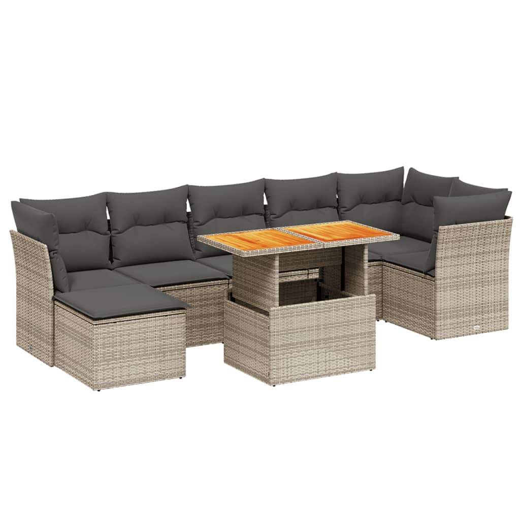 Set Divano da Giardino 8 pz con Cuscini Grigio in Polyrattan - homemem39