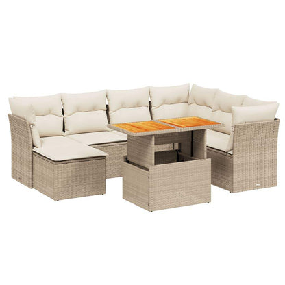 Set Divano da Giardino 8 pz con Cuscini Beige in Polyrattan - homemem39