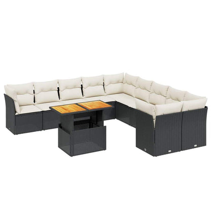 Set Divani da Giardino 11 pz con Cuscini in Polyrattan Nero - homemem39