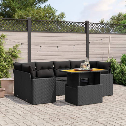 Set Divani da Giardino con Cuscini 7pz Nero Polyrattan - homemem39