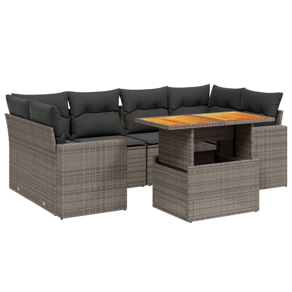 Set Divani da Giardino 7 pz con Cuscini Grigio in Polyrattan - homemem39