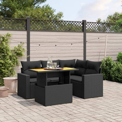 Set Divani da Giardino 5 pz con Cuscini in Polyrattan Nero - homemem39