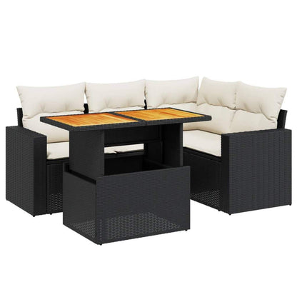 Set Divani da Giardino 5 pz con Cuscini in Polyrattan Nero - homemem39