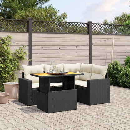 Set Divani da Giardino 5 pz con Cuscini in Polyrattan Nero - homemem39