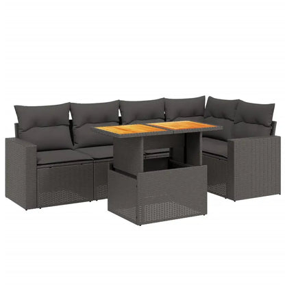 Set Divano da Giardino 6 pz con Cuscini Nero in Polyrattan - homemem39