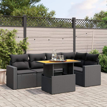Set Divano da Giardino 6 pz con Cuscini Nero in Polyrattan - homemem39
