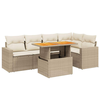 Set Divano da Giardino 6 pz con Cuscini Beige in Polyrattan - homemem39