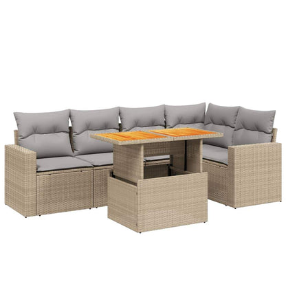 Set Divano da Giardino 6 pz con Cuscini Beige in Polyrattan - homemem39